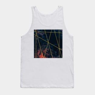 watercolor ink flowing with golden stripes Tank Top